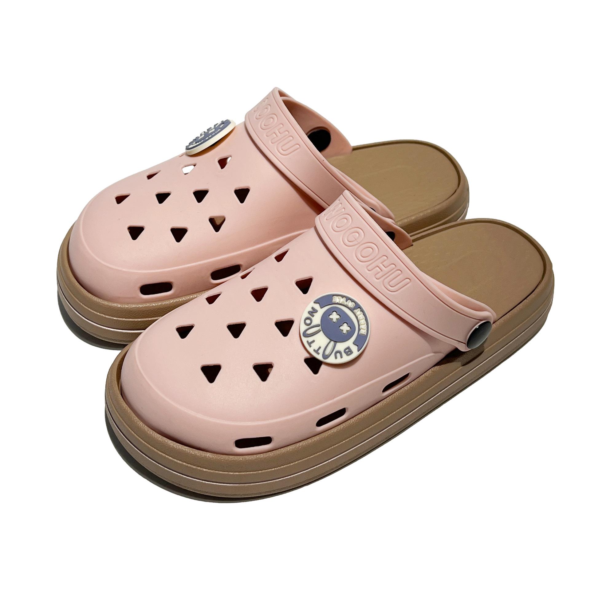 

Женские летние прохладные шлепанцы Баотоу - Модные дышащие мультяшные туфли с отверстиями 38 (Runs Small) розовый