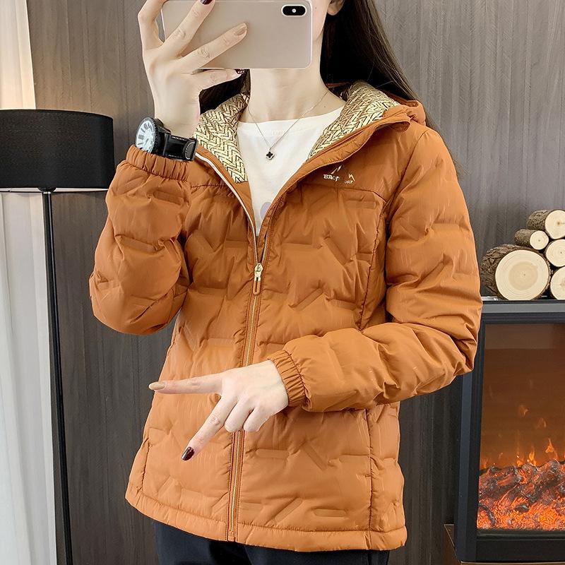 

Зимняя куртка-пуховик для женщин, для спорта и отдыха на открытом воздухе, теплая легкая куртка для альпинизма, пешего туризма, путешествий, с длинными рукавами и капюшоном S оранжевый