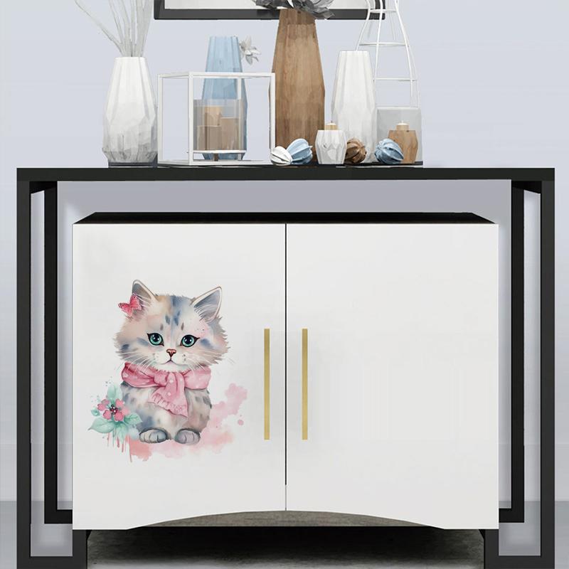 T784#Kitten Cat Wall Sticker Kids Room Background Home Decoration Mural Living Room Wallpaper Funny Decal