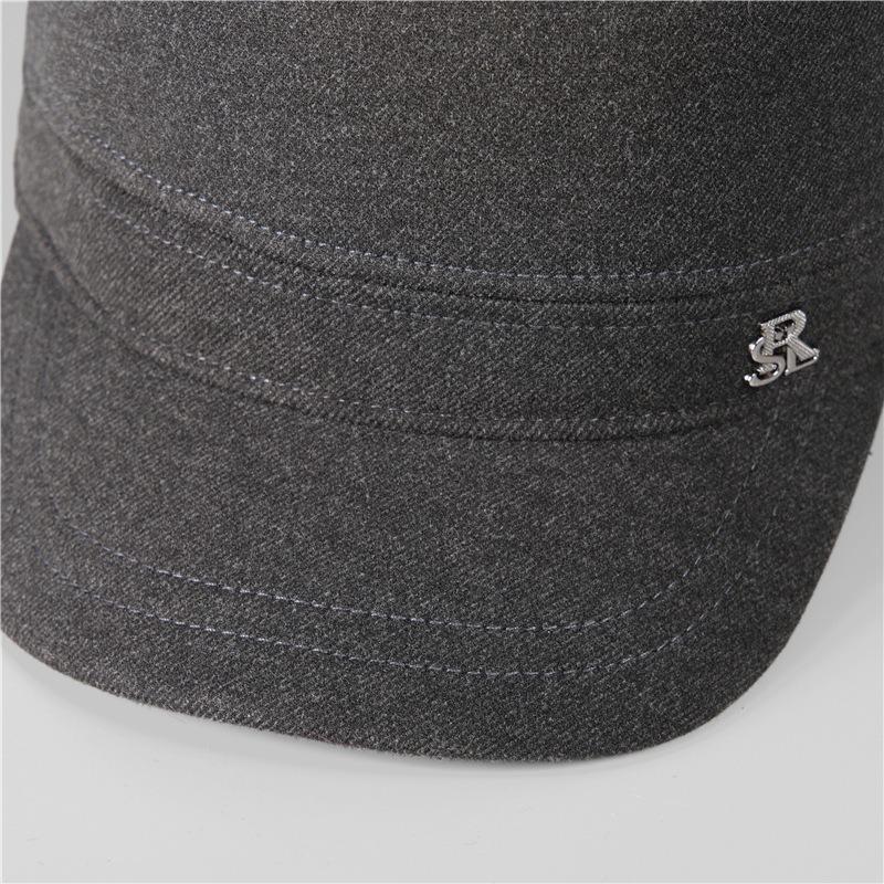 Winter Hat Men's Warm Flat Top Hat Cotton Grandpa Casual Versatile Thickened Ear Hat