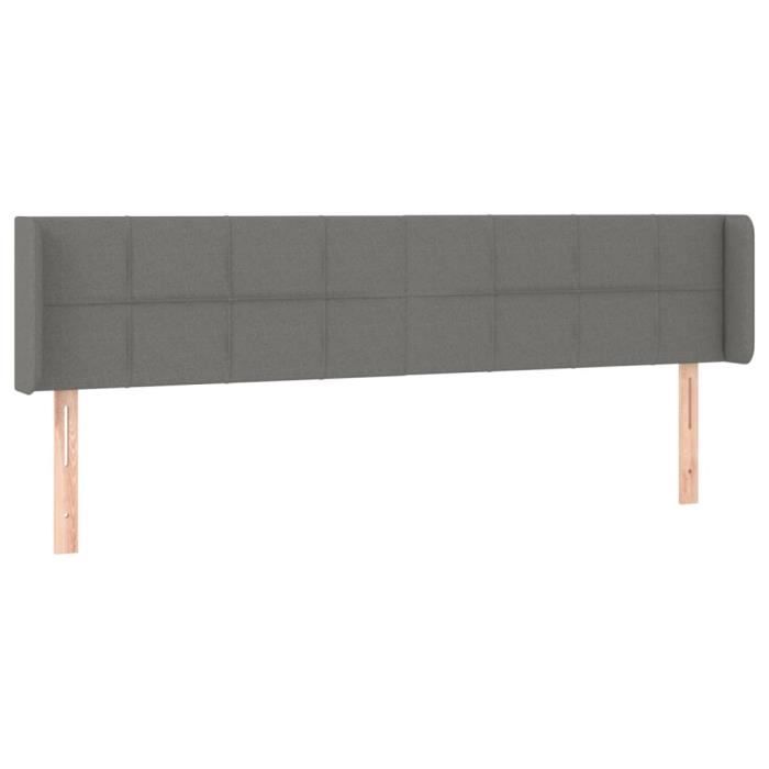 VidaXL Tête de lit avec oreilles Gris foncé 163x16x78-88 cm Tissu3118775