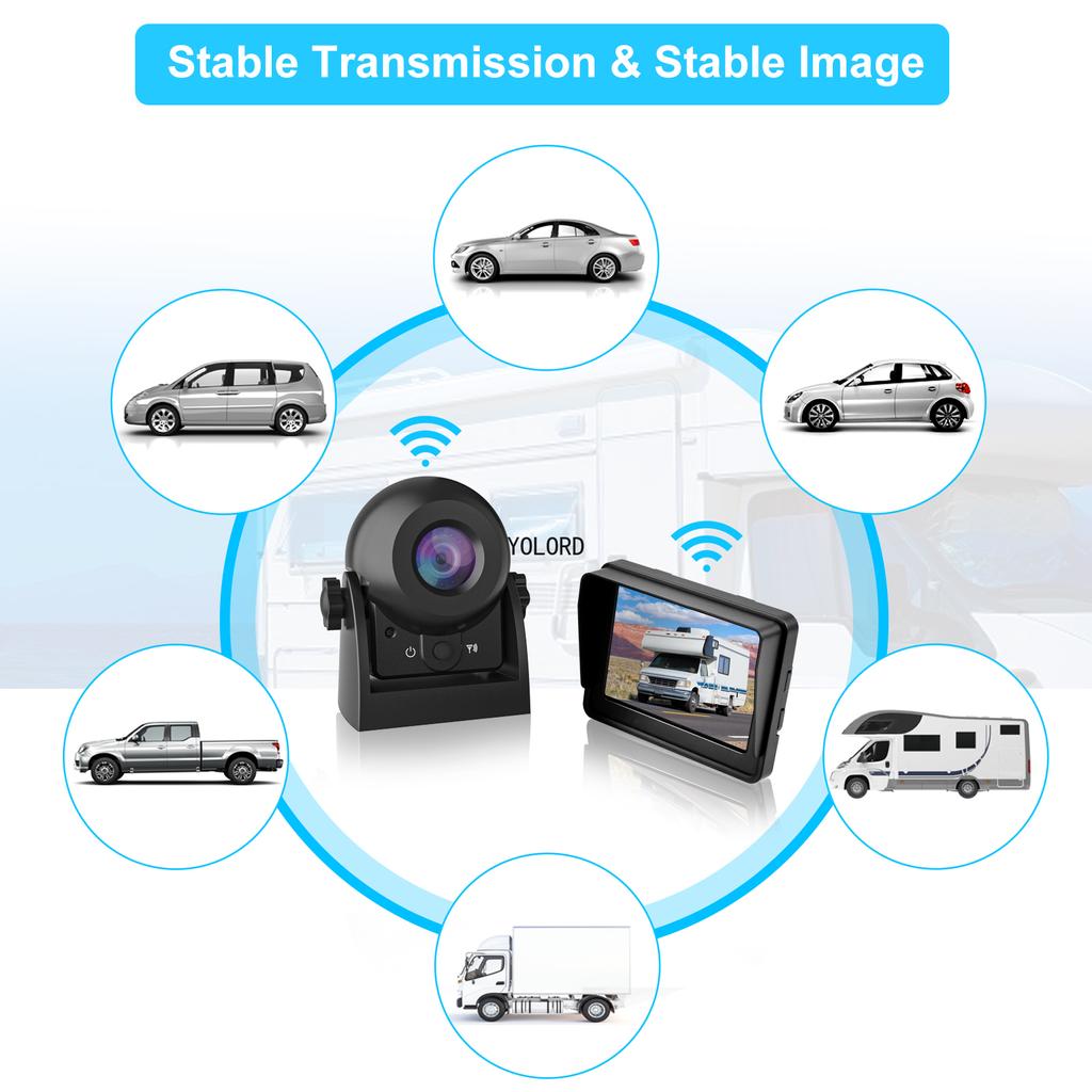 WiFi Wireless Reversing Camera with 3.5 Inch LCD ahd Monitor IP68 Waterproof Car Rear View Camera Kit for Car Truck