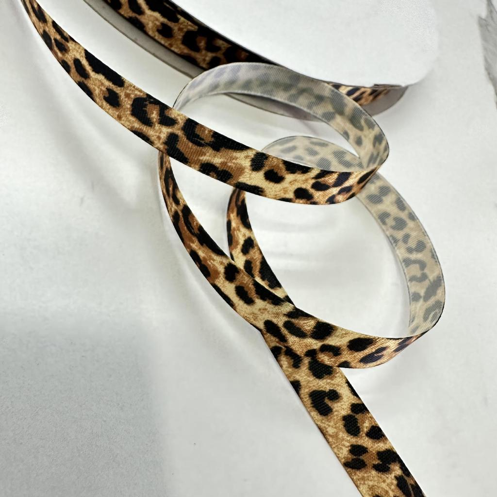 European & American Trend Leopard Print Letter Polyester Ribbed Edge Ribbon - Colorful Clothing & Home Textile Ribbon