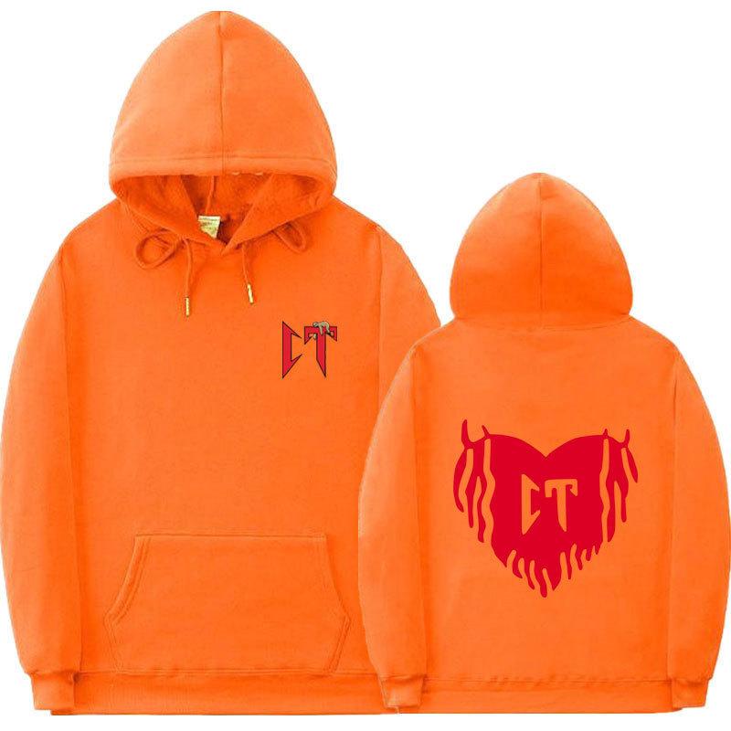 Ribbed bottom pendulum fashion printed sweatshirt loose hoodie autumn and winter men's and women's casual sports sweater top jacket