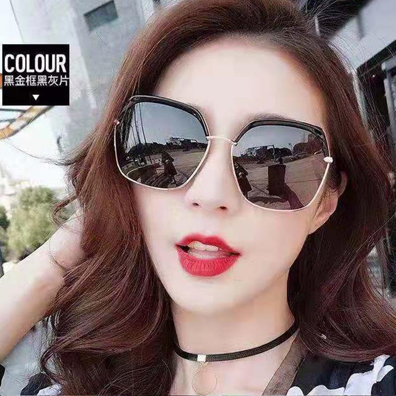 Stall Large Frame Sunglasses Metal Trend Color Film Colorful Women'S Sunglasses