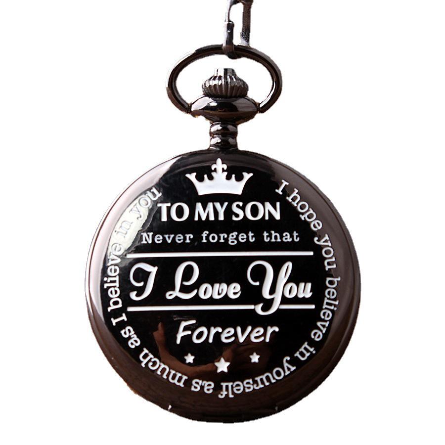 Engraved Retro Quartz Pocket Watch for Son, Husband, Grandpa