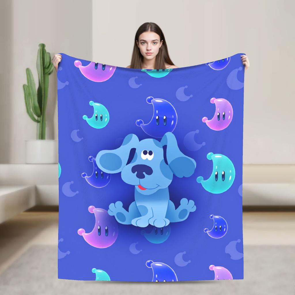 Soft Warm Blanket Airplane Travel Blue's Clues Collage Throw Blanket Cartoon Flannel Bedspread For Couch Chair Sofa Bed Sofa Bed
