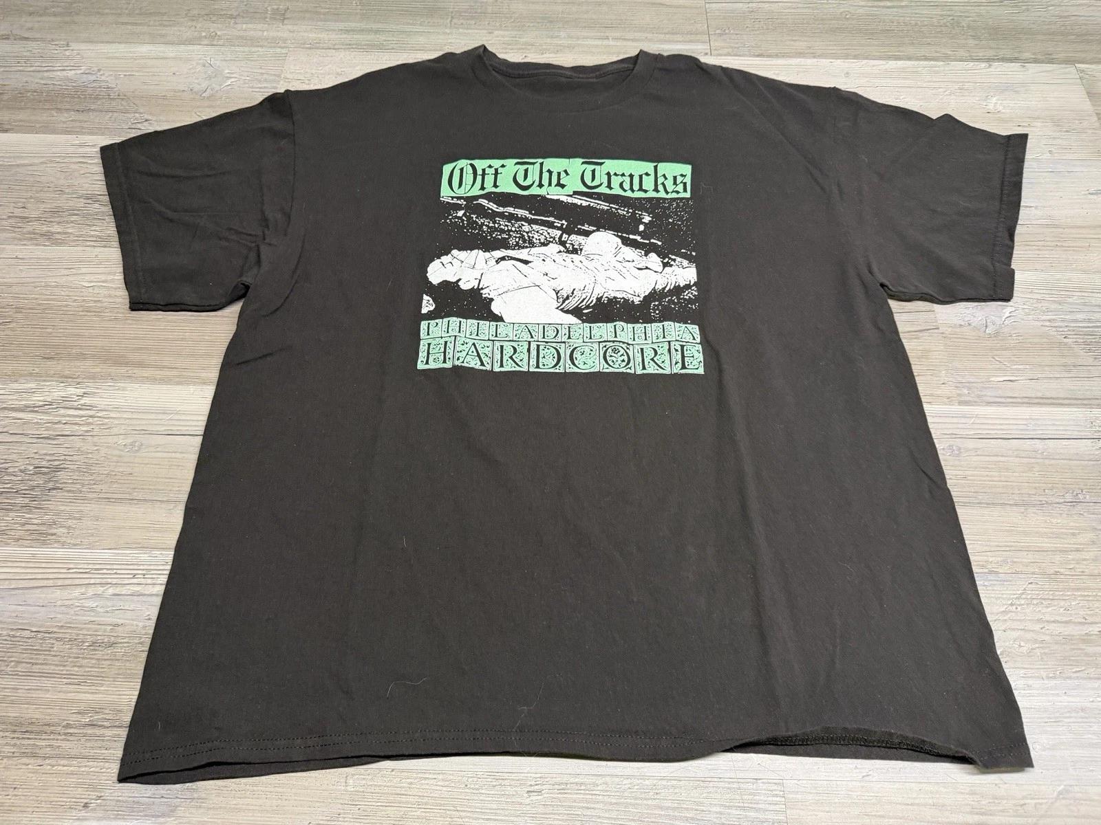 

Off The Tracks Band T-Shirt Philadelphia Hard Core Black Concert Tee Sz 2XL Boxy 4XL