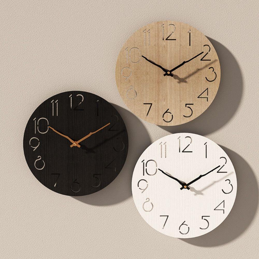 Silent Movement Wooden Wall Clock Round Shape Silent Wall Clock Hanging Wall Clock  Living Room