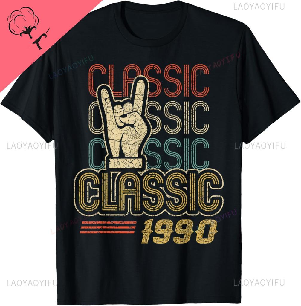 Rock Music Retro Classic 1990 Birthday Gift Old Print On DeUnisexd Cotton Custom Printed Graphic T Shirts Camiseta Hombre