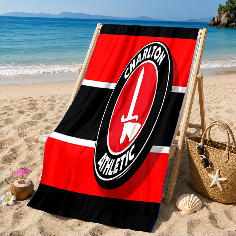 Charlton FC Crest Beach Towel Microfiber Beach Towel, Lightweight and Quick-Dry, for Summer Travel, Swimming Pool Fan Birthday Gift