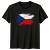 Czech Republic Flag Distressed Style Mens T-Shirt Womens Tee Graphic Top