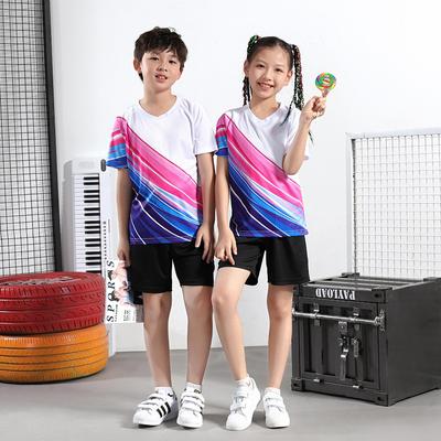 Badmintonpak voor kinderen, Nieuw zomerpak met korte mouwen voor sportles, Tafeltennistrainings- en wedstrijduniform voor kleine meisjes, Heren