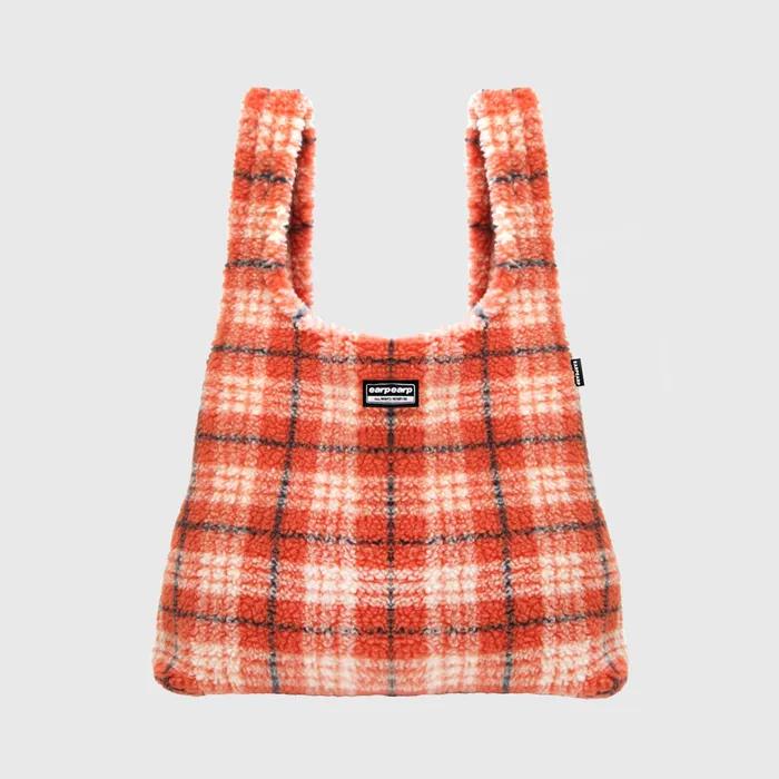 Red tartan check (wool shopping bag)