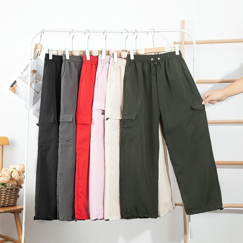 Womens Loose Fit Cargo Pants 2026 Lightweight Quick-Dry High-Waist Utility Trousers Outdoor Hiking Casual Wear