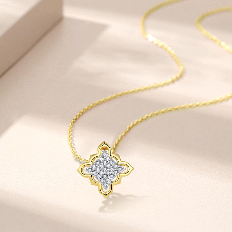 S925 Sterling Silver Four-Leaf Clover Luxury Pendant Necklace for Women, Elegant Clavicle Chain Accessories.
