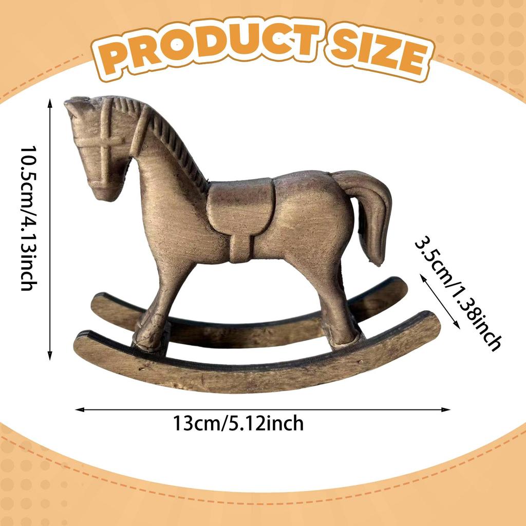 Wooden Rocking Horse Decoration Ornament Wooden Horse Statue Decoration for Living Room Bookcase Bedroom Desktop Parties