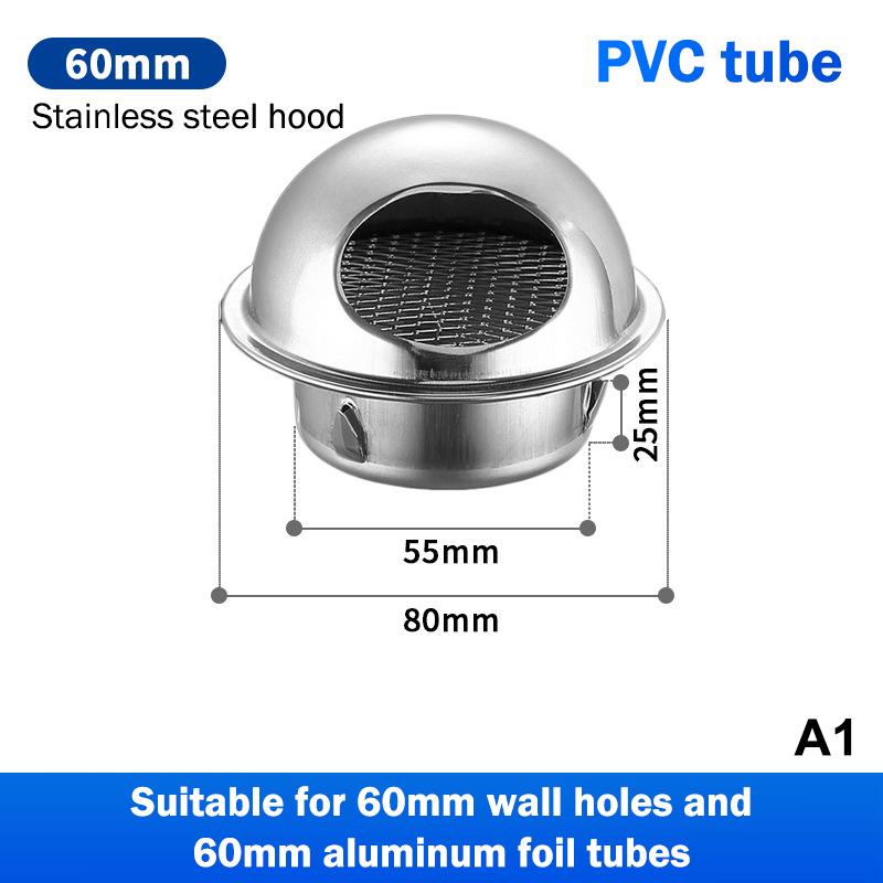 Wall Mount Exhaust Vent Cover 304  for 60mm 150mm Pipe Durable Outdoor Air Grille for Kitchen Workshop