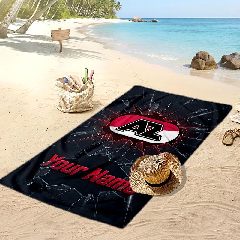 Asciugamano da Spiaggia Personalizzato Stampato AZ Alkmaar Logo Calcio Supporto Nome Personalizzato Testo Asciugamano Assorbente Per Sport Viaggio Regalo Speciale