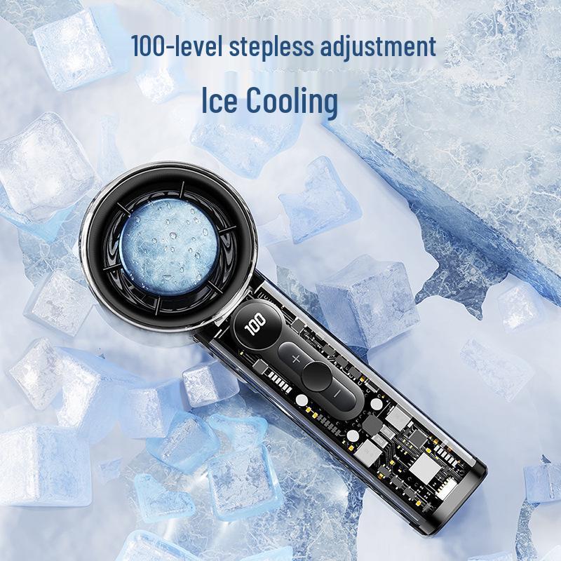 High-Speed Transparent Portable Mini Fan with Superconducting Ice Pack