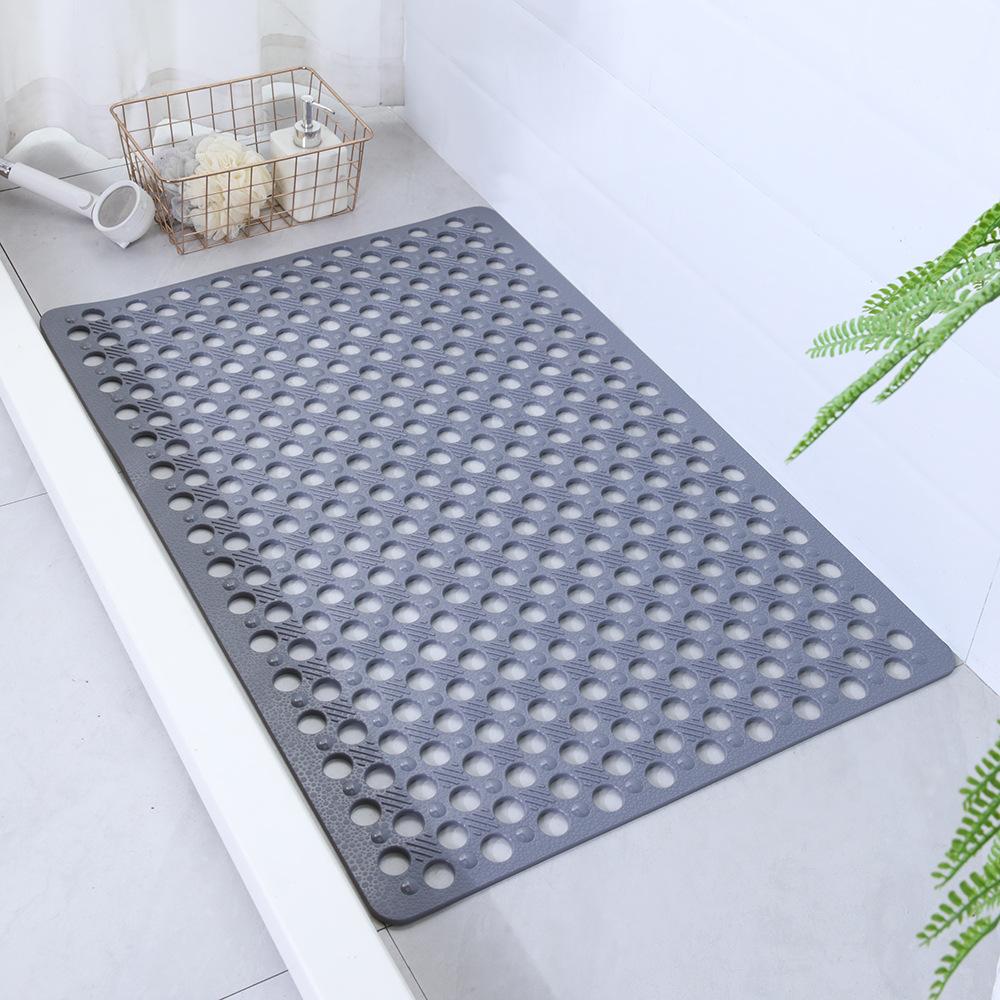 

Suction Cup Non Slip Bath Mat Quick Drain Shower Rug With Round Hole Massage Ring серый
