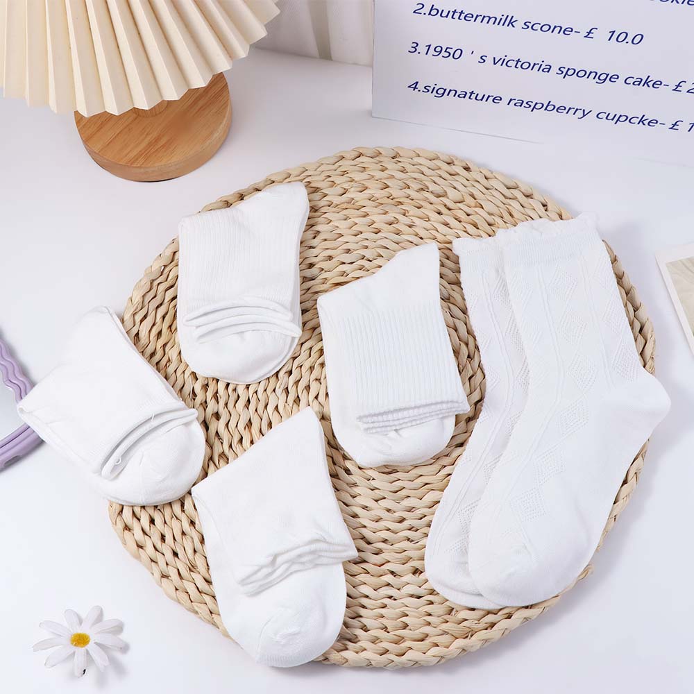 Streetwear Stripe Harajuku Style Lolita Ruffle Socks  White JK Socks Women Cotton Socks