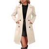 Damen Casual und Mode Jacke Einfarbig Revers Doppelknopf mit Taschen Mantel