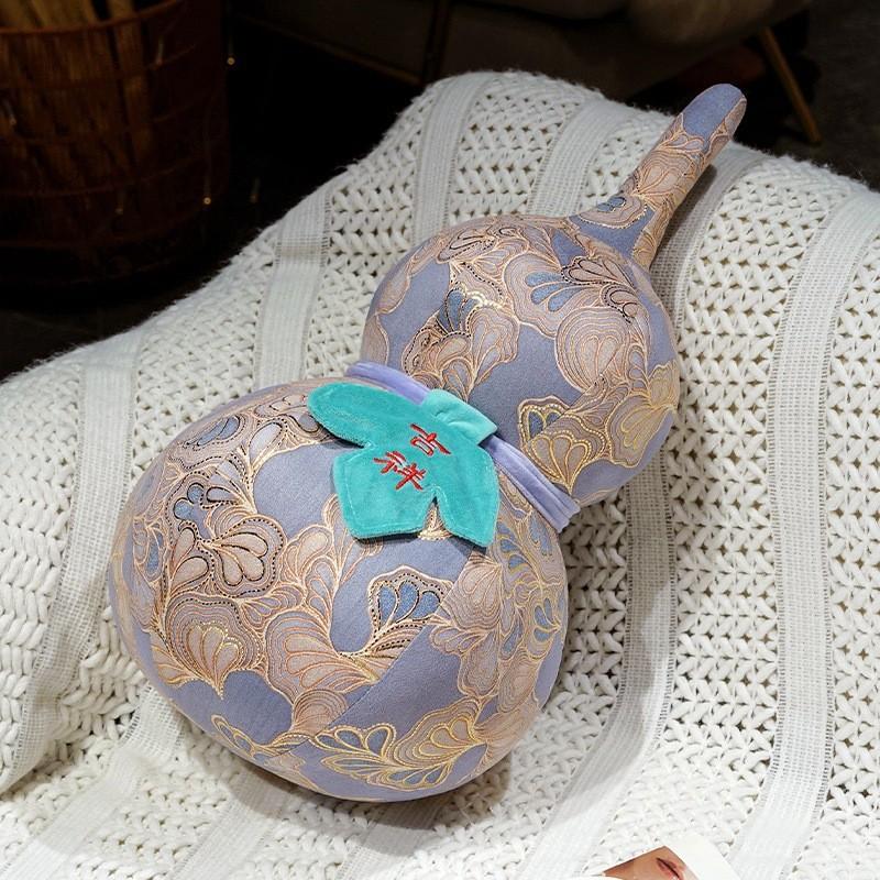 

Plush Gourd Traditional Toy Cushion Gold Foil Feng Shui Decor Doll Children Lucky Gourd,25cm