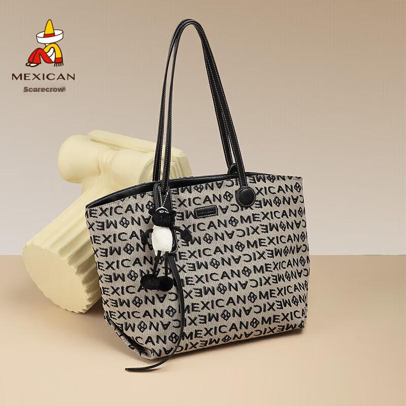 MEXICAN Tote Bag, Shoulder Bag, Women's Handbag, Large Capacity, Black