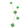 Double-Sided Four-Leaf Clover Tassel Pendant Necklace for Women