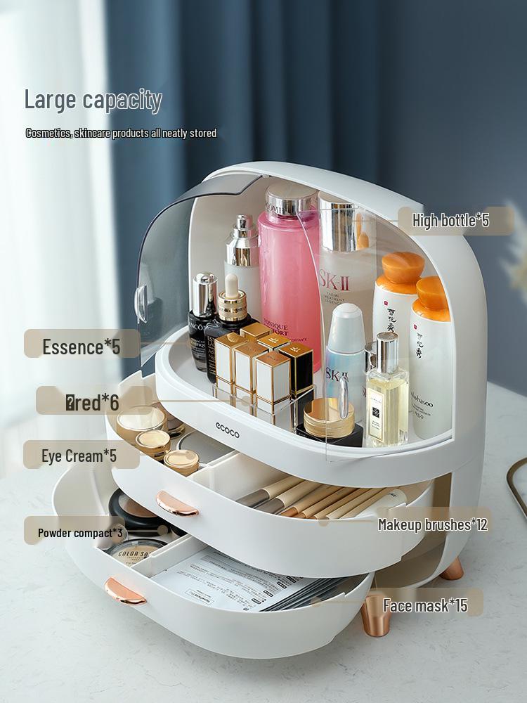 Διαφανής Ανθεκτικός στη Σκόνη Οργανωτής Καλλυντικών: Αποθήκευση Πινέλων Μακιγιάζ και Περιποίησης Δέρματος για Τραπέζι Μακιγιάζ