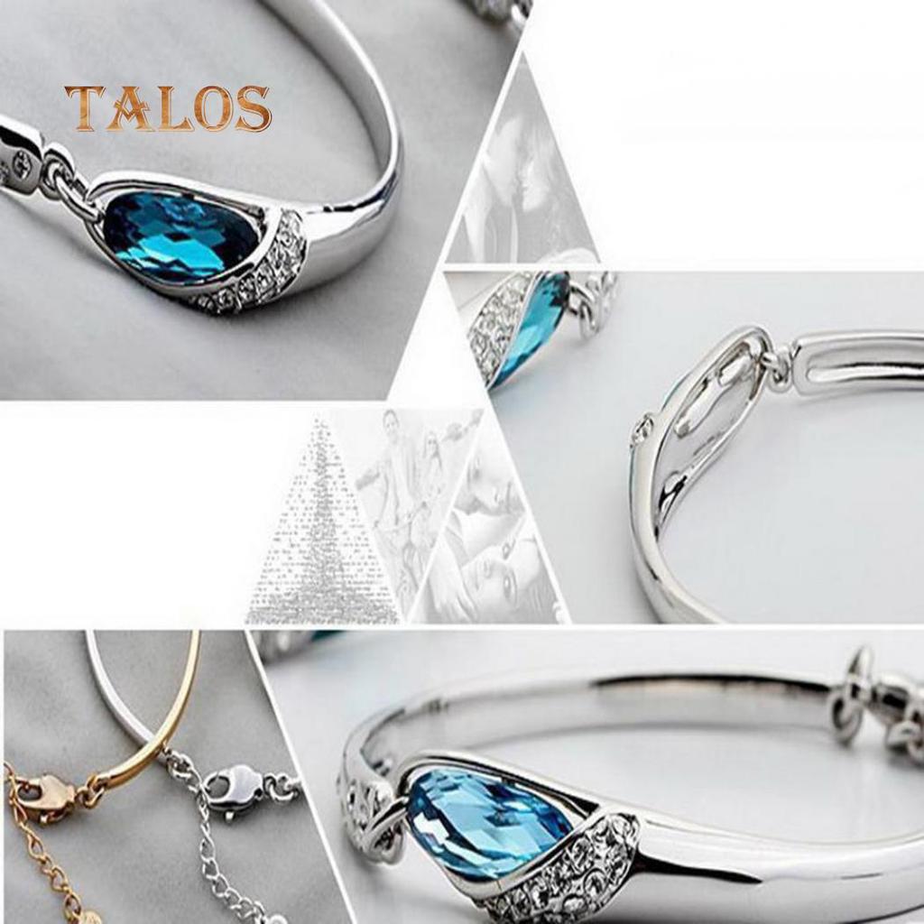 Fashion Lady Silvery Colory Color Metal Chain Bracelet Charm Cuff Peacock Blue Bangle Trinket