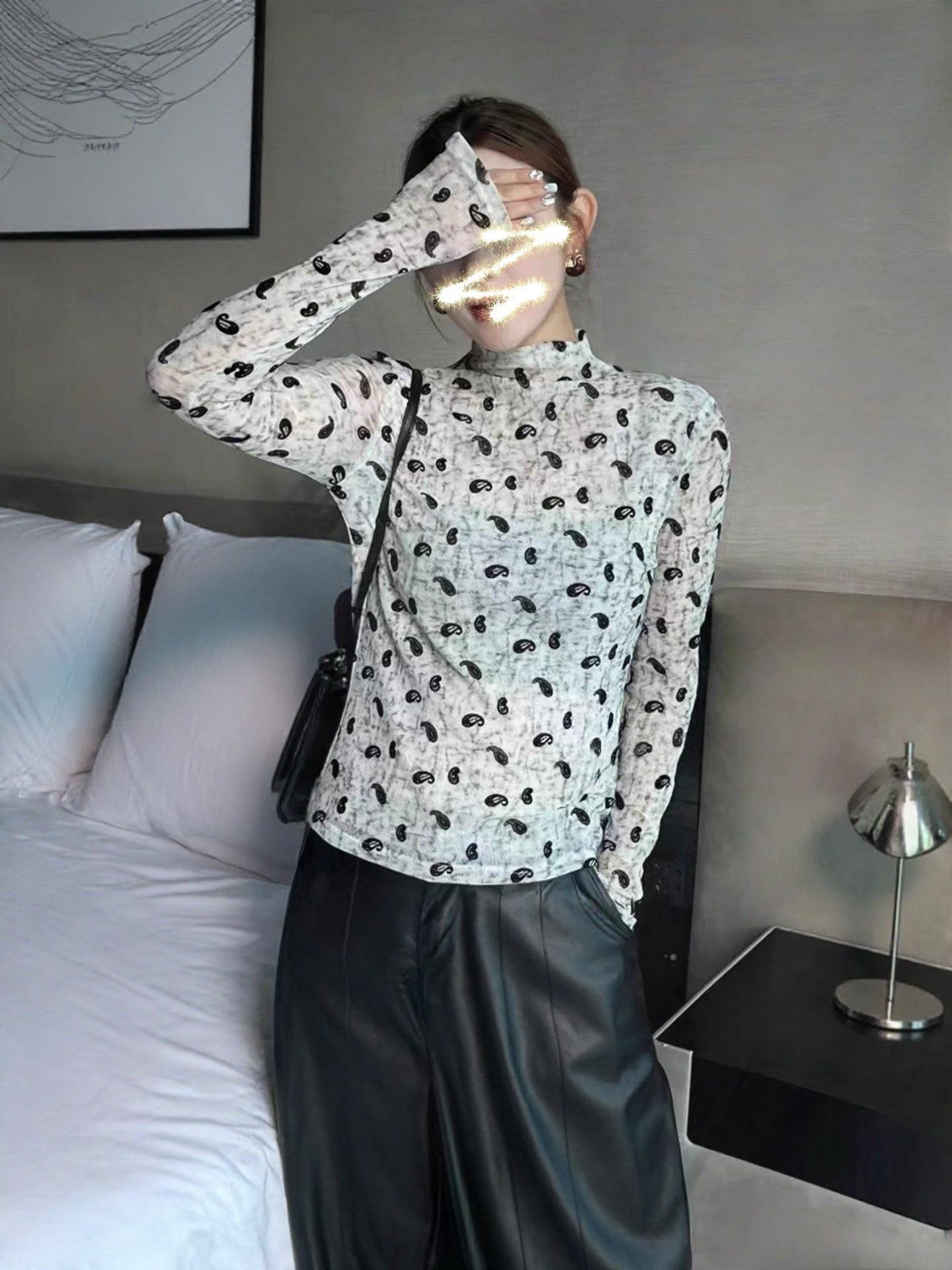 

Женский эластичный топ с длинным рукавом из флокированной сетки - Коллекция Осень 2025 One Size абрикосовый