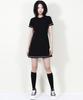 Deumakeu Girly Chic Stitch Mini Dress Black