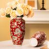 Red New Year Ceramic Vase - Chinese Desktop Ornament for Flowers