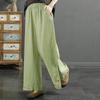 Women Pants Cotton Summer Elastic Waist Loose Casual Embroidery Solid Color Comfortable Soft Pants
