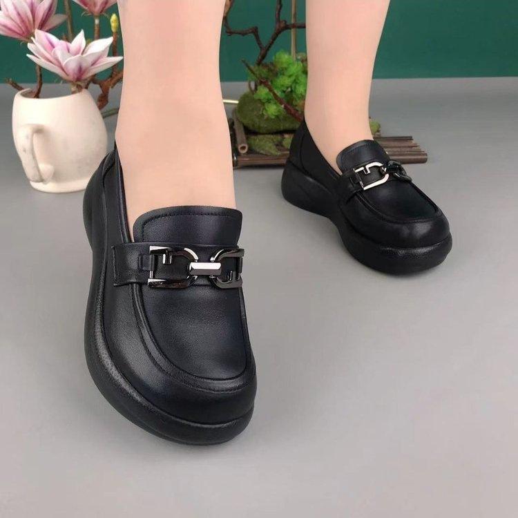Spring new soft-soled leather shoes muffin platform single shoes comfortable flat shoes