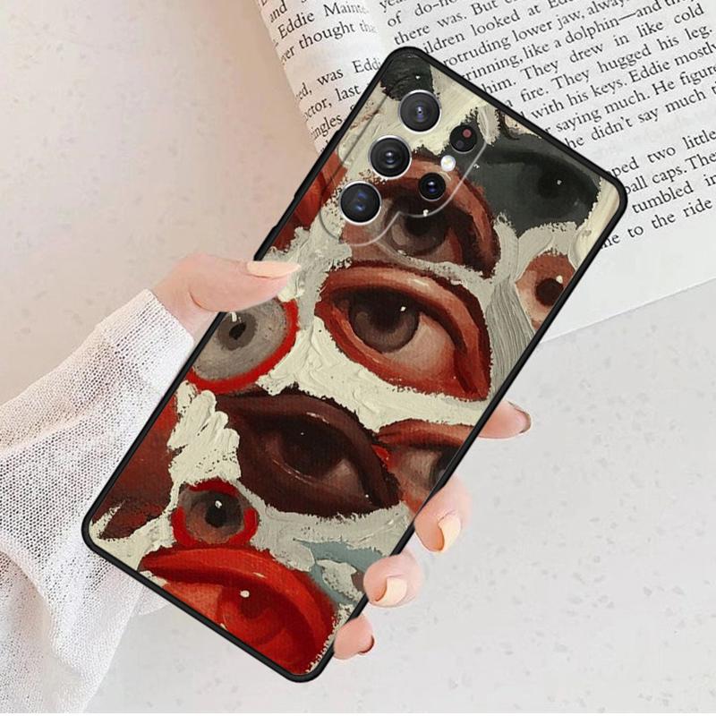 Eye Illustration Phone Case For Samsung Galaxy S25 S23 S30 S8 S21 S20 FE S24 S22 Note 10 20 S8 Plus Lite Ultra