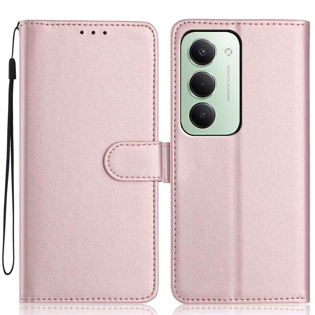 Dla Xiaomi Redmi 15 5G (Światowy) (169mm) Etui portfelowe z paskiem/Wiele przegródek na karty Jednokolorowe Skórzane Etui z podstawką na telefon