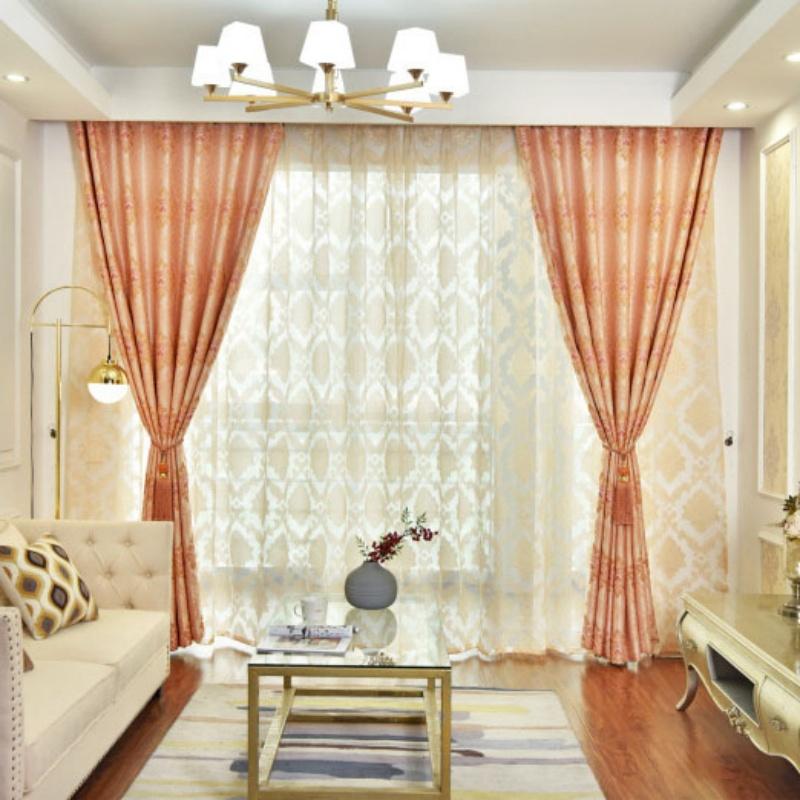 Luxury Modern Jacquard Blackout Curtains - High Precision Woven Fabric Thermal Insulated Window Drapes Home Deco