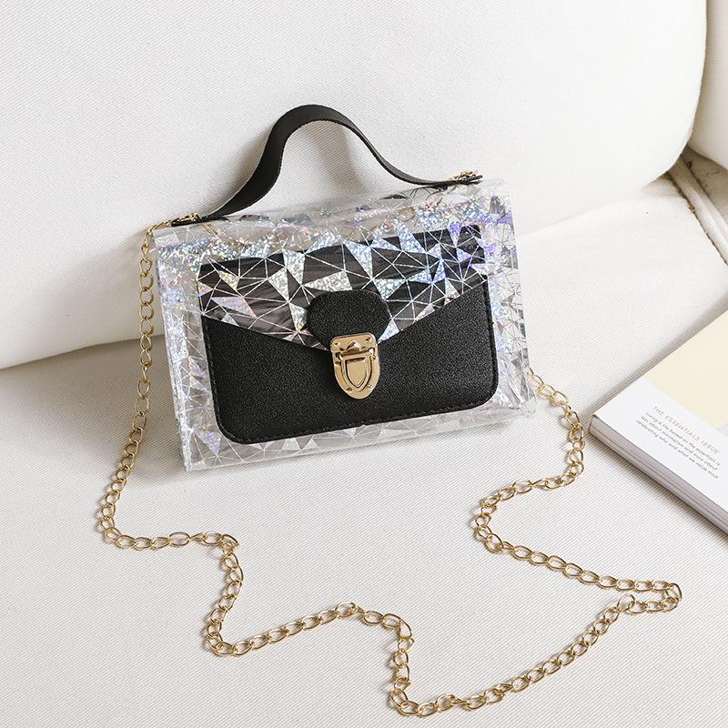 New chain transparent fashion women's bag single shoulder personality versatile messenger texture cosmetic bag