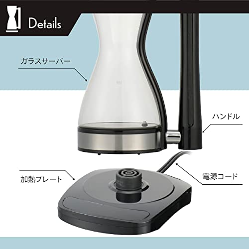 OHM Electric Siphon Coffee Maker with Keep Warm Function, Cafe Style, Stylish Black, COK-WC750A-K (08-3275)
