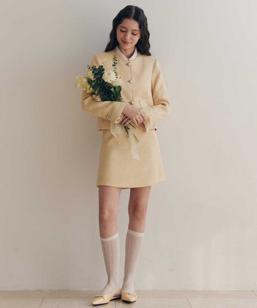ZEROSTREET [4 Colors] Creamy Tweed Skirt