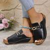 Fashion Summer Open Toe Women's Slippers Fashion Metal Decoration New Outdoor Daily Best Seller Plus Size Wedge Slippers
