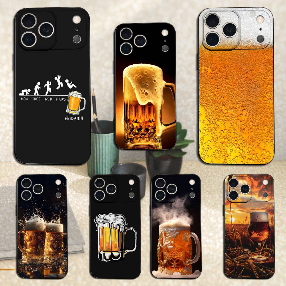 Alcohol Art Beer For iPhone 13,16,11,14,17,12,15,Plus,Pro Max,XS,X,XR,SE,Mini,8,7,Phone Case Soft Silicone Black