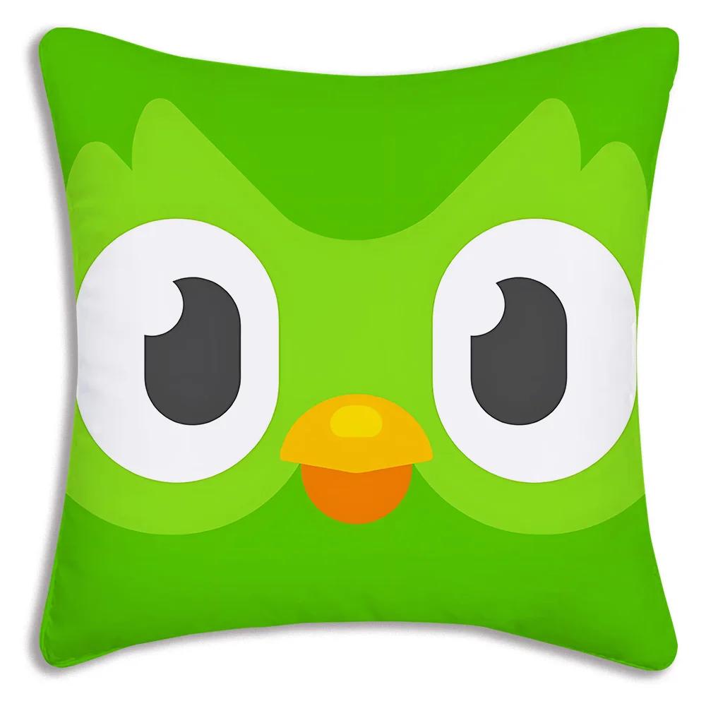 Duolingo Örngott Tecknad Soffa Dekorativ Hem Dubbelsidig Tryckning Kort Plysch Söt Kuddfodral