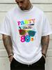 Classic 80s Party Style Color Sunglasses Letter Graphic Print Unisexs Crew Neck Short Sleeve Tee Casual Daily Soft Basic Wear Top