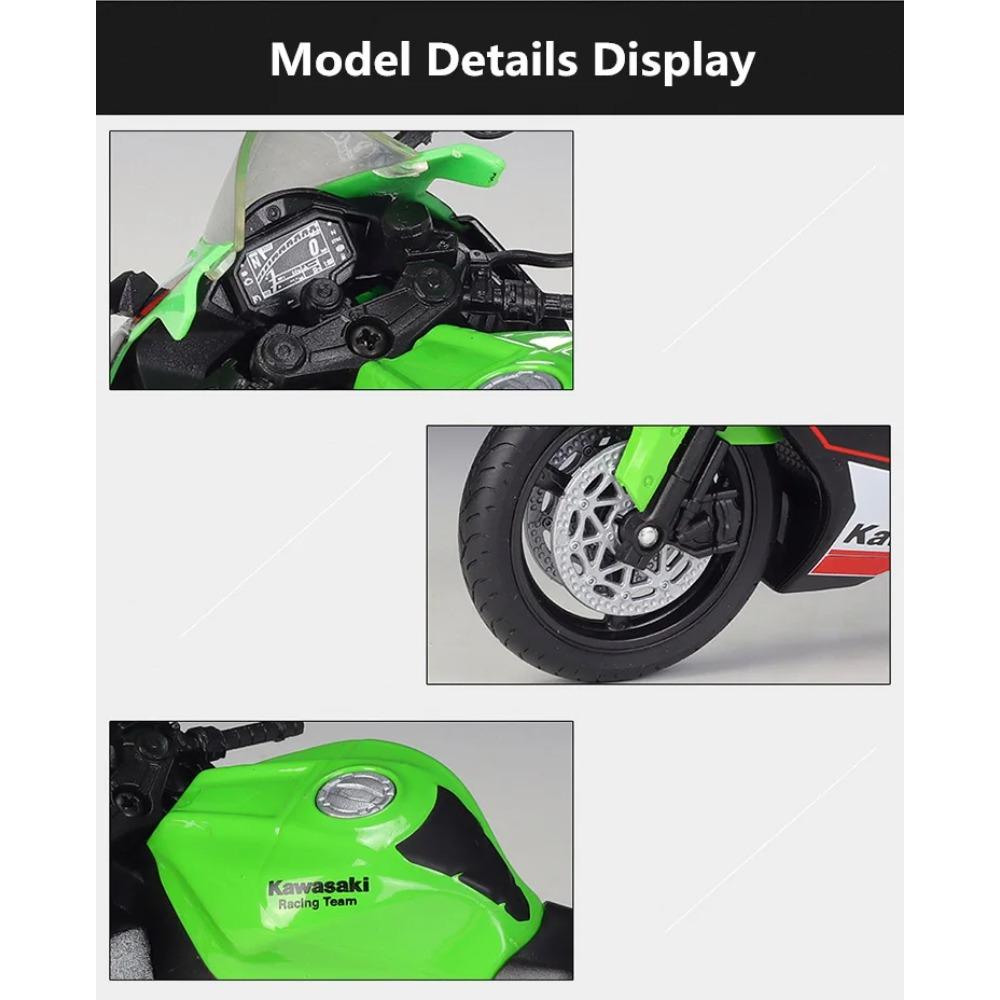 WELLY 1/12 2021 Kawasaki Ninja ZX-10R Alloy Motorcycle Model Simulation Diecast Metal Scale Motorcycle Model Childrens Toy Gifts