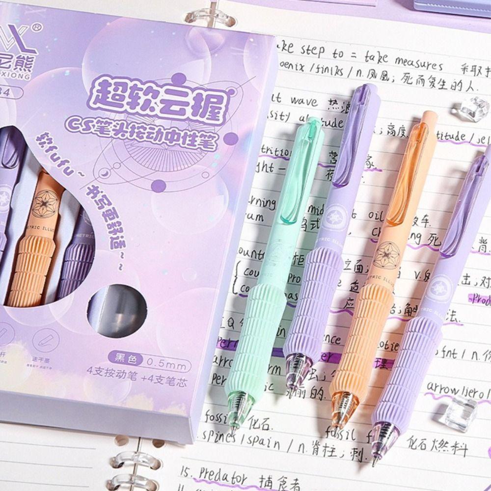 4PCS/Set CS Tip Neutral Pen 0.5mm Black Ink Signature Pens New Writing Tool  School Office