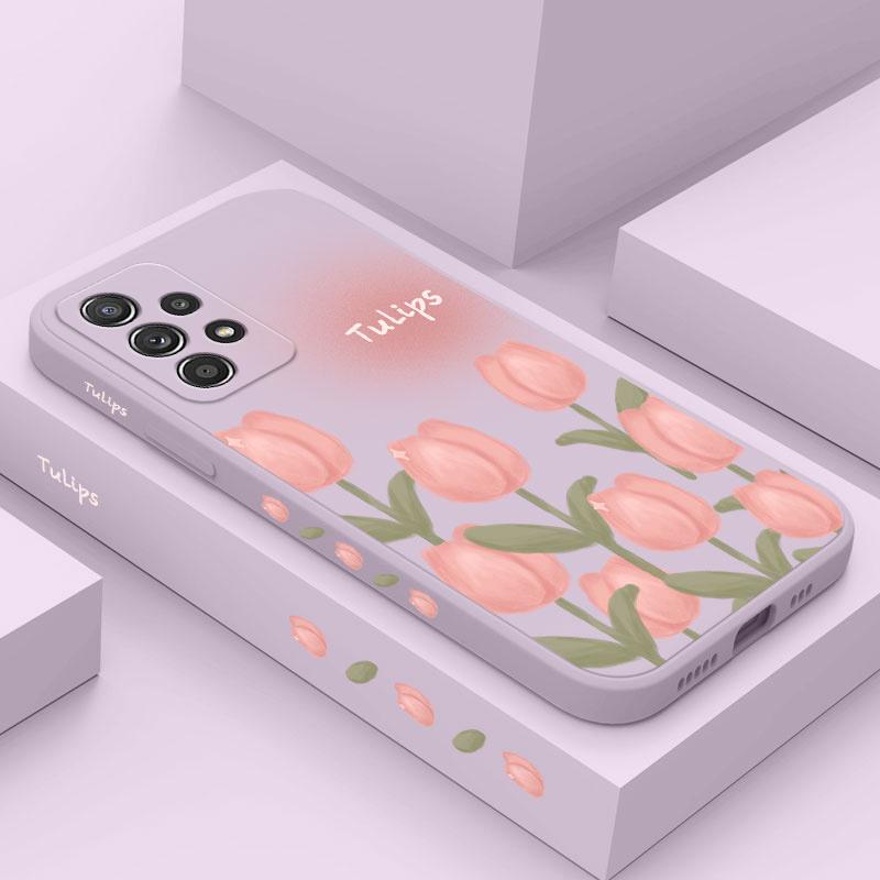 Elegant Tulip Case For Samsung A17 A16 A07 A06 A73 A53 A33 A24 A23 A15 A25 A35 A55 A13 A72 A52 A52S A32 A02S A12 A22 A04S 4G 5G
